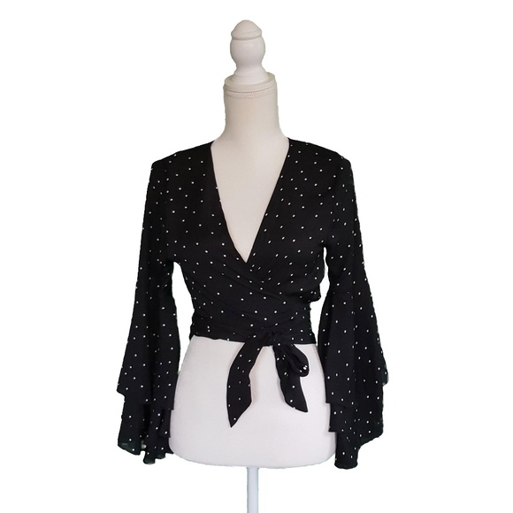 Missguided Tops - Missguided Womens Polkadot Wrap Top 8 Petite
